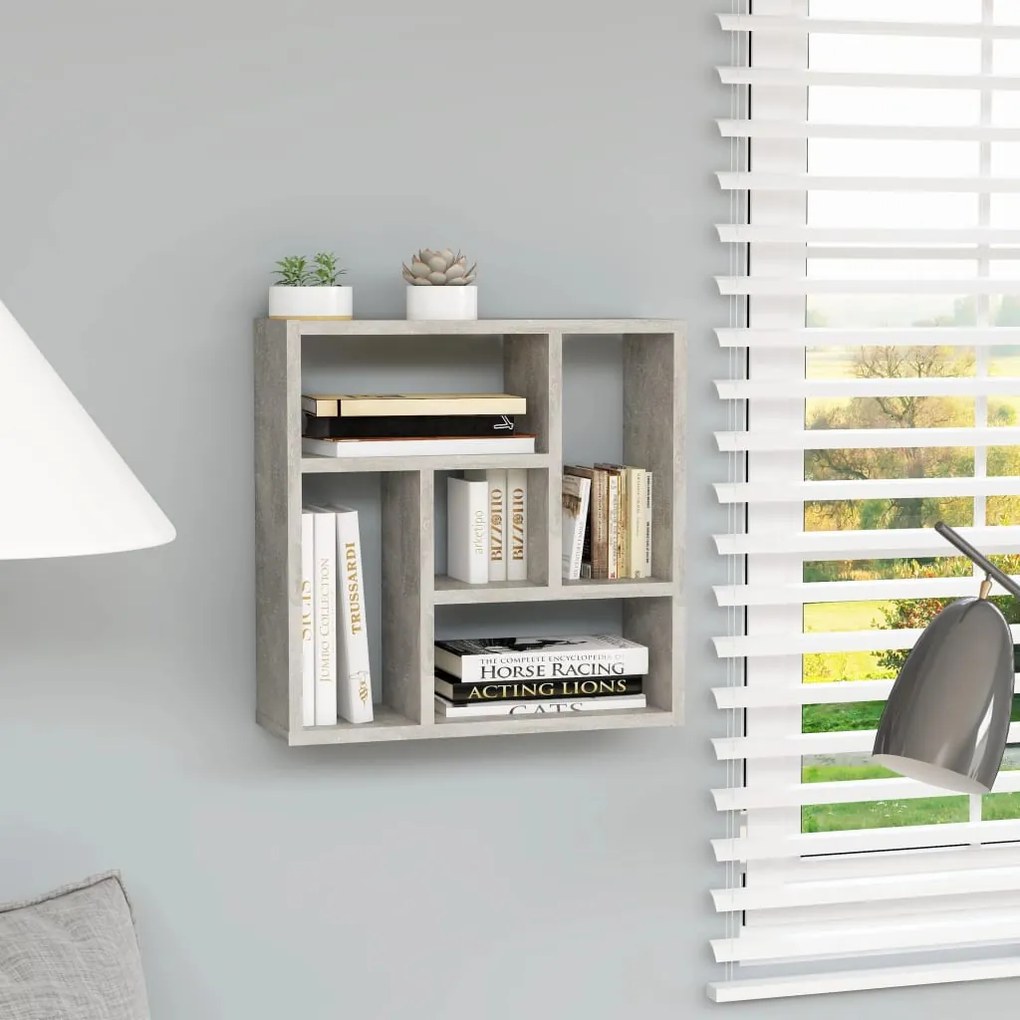 Scaffale A Parete Grigio Cemento 45,1x16x45,1 Legno Multistrato /