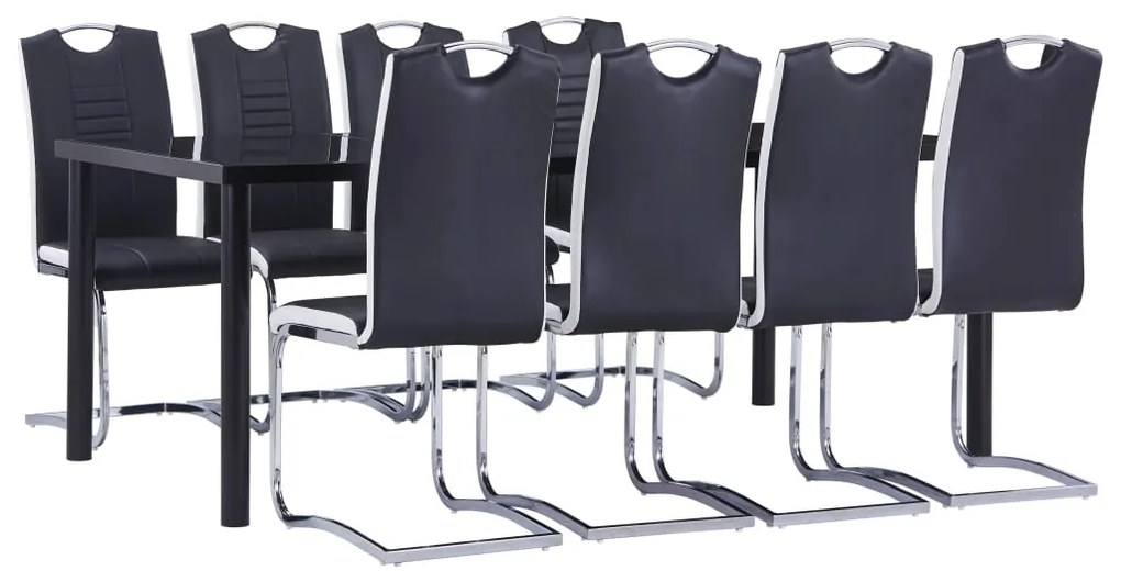 Set Sala Da Pranzo 9 Pz İn Similpelle Nero /