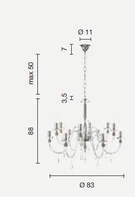 Lampadario sospeso in cristallo ottano dido 12 luci lp.dido-12-ott