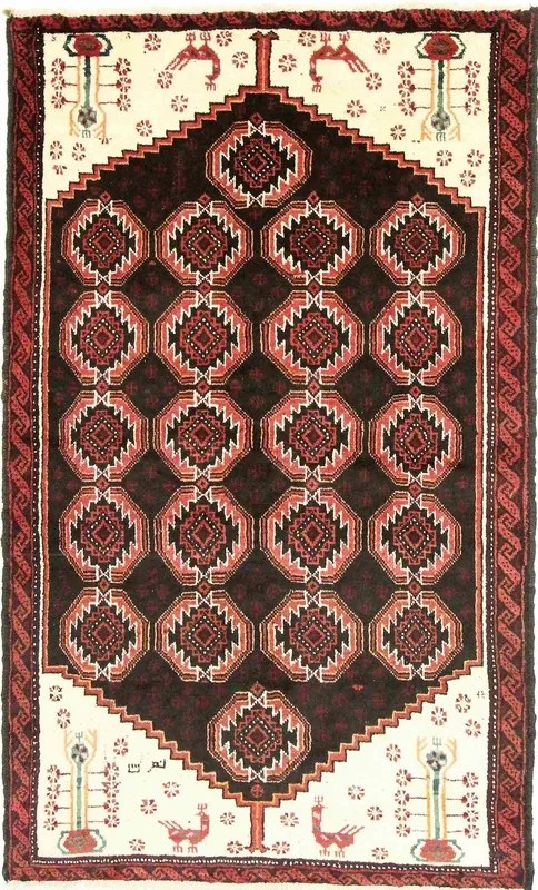 Beluch Tappeto 200x120 Nero (Iran) Annodato A Mano