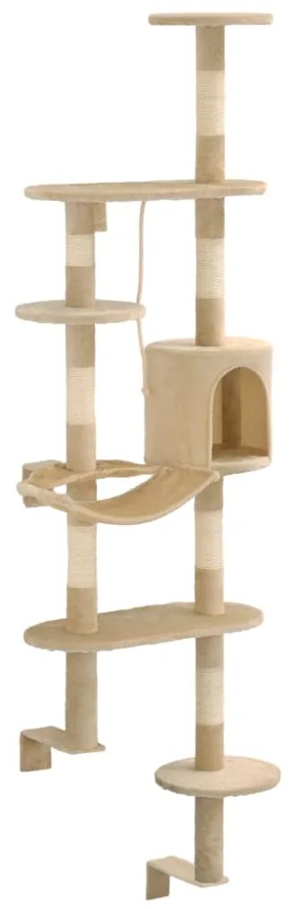 Albero per gatti con tiragraffi in sisal da parete 194 cm beige