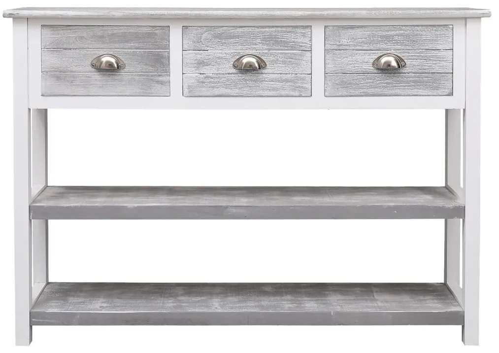 Credenza grigio antico 108x30x76 cm legno massello di paulownia