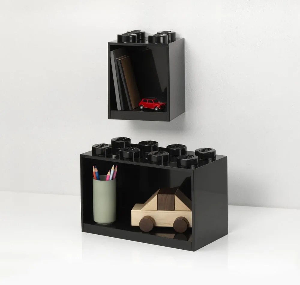 Set di 2 mensole da parete nere per bambini Brick - LEGO®