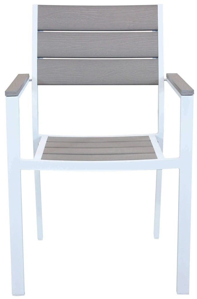 TRIUMPHUS - set tavolo in alluminio e polywood cm 180/240 x 100 x 73 h con 4 poltrone Xanthus