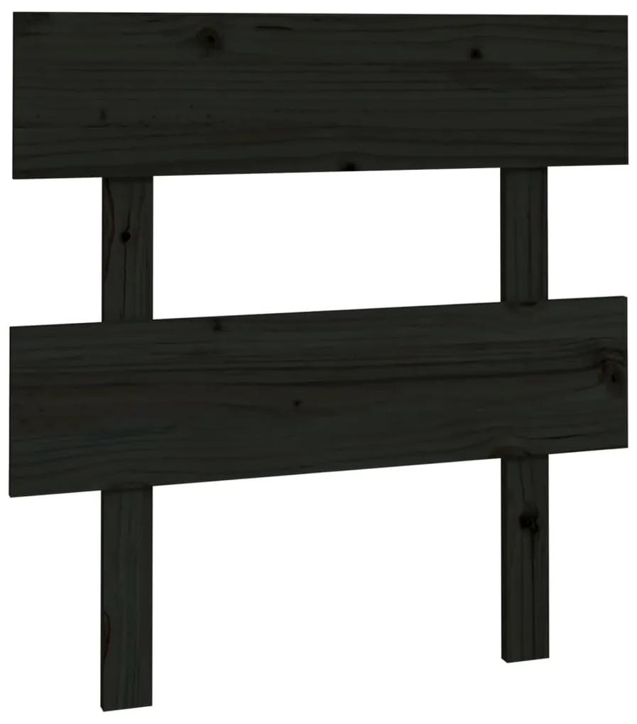 Testiera per letto nera 78,5x3x81 cm in legno massello di pino