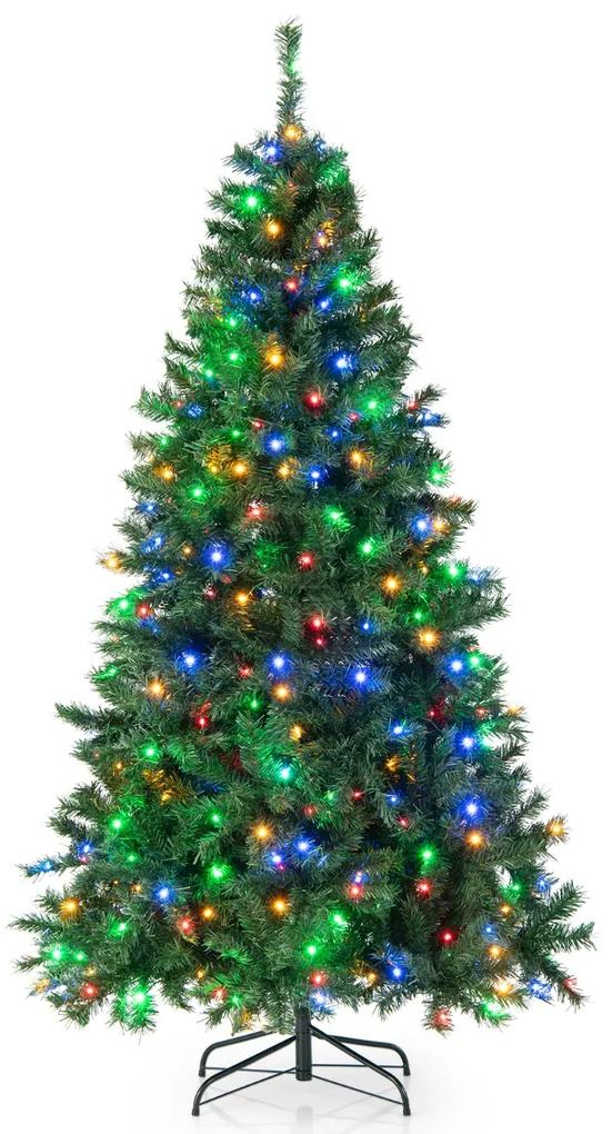 Costway Albero di Natale pre-illuminato con 350 luci LED 1006 rami supporto metallico, Albero di Natale artificiale 213cm