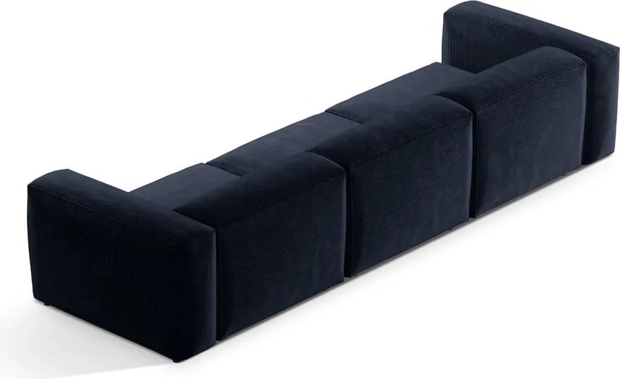 Divano blu scuro con rivestimento in velluto a coste 364 cm Bergamo – Cosmopolitan Design