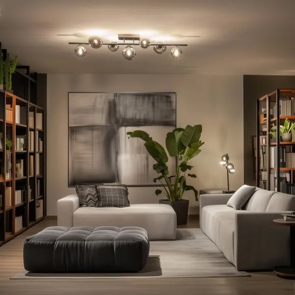 Brilagi - Lampadario a plafone LED MILLA 7xG9/3W/230V nero cromato/fumé