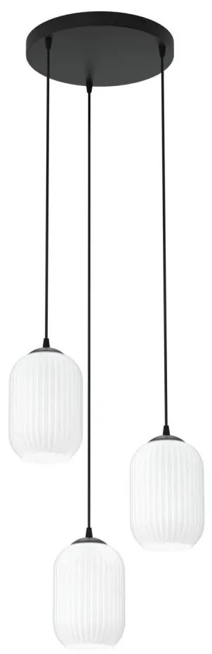 Lampadario a sospensione con filo VERDI 3xE27/15W/230V diametro 30 cm nero/bianco