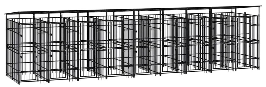 Gabbia Per Cani Da Esterno Con Tetto İn Acciaio 16,59 M² /