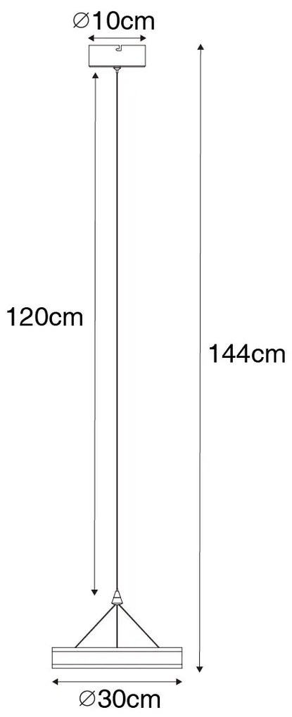 Lampada a sospensione nera 30 cm con LED a 3 livelli di dimmerazione - Lyani