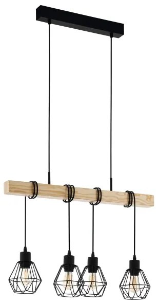Eglo 44075 - Lampadario sospeso a cavo TOWNSHEND 4xE27/60W/230V
