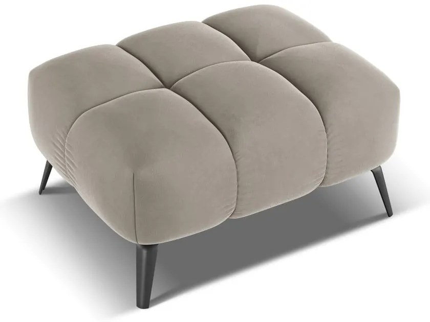 Poggiapiedi beige con rivestimento in velluto Nalu – Makamii