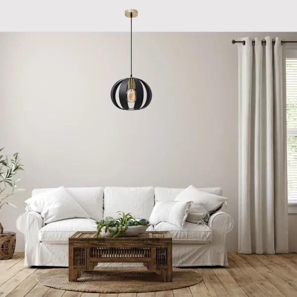 Lampadario a sospensione con filo NEWTON 1xE27/15W/230V nero/oro