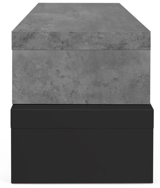 Tavolo TV doppio nero con decoro in cemento , 125 x 40 cm Cliff - TemaHome