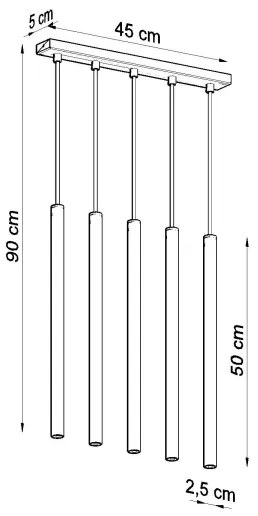 Sollux SL.1198 - Lampadario a sospensione con filo PASTELO 5xG9/8W/230V oro