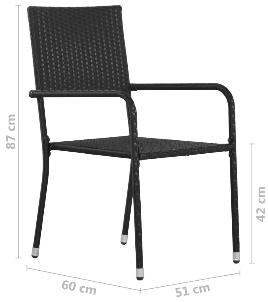 Set Mobili da Pranzo per Giardino 7 pz in Polyrattan Nero