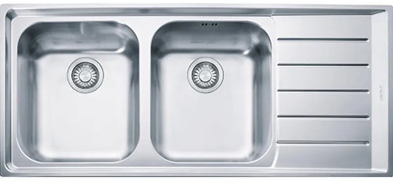 Lavello integrato 2 vasche in inox argento FRANKE Neptune L 51 x L 116 cm