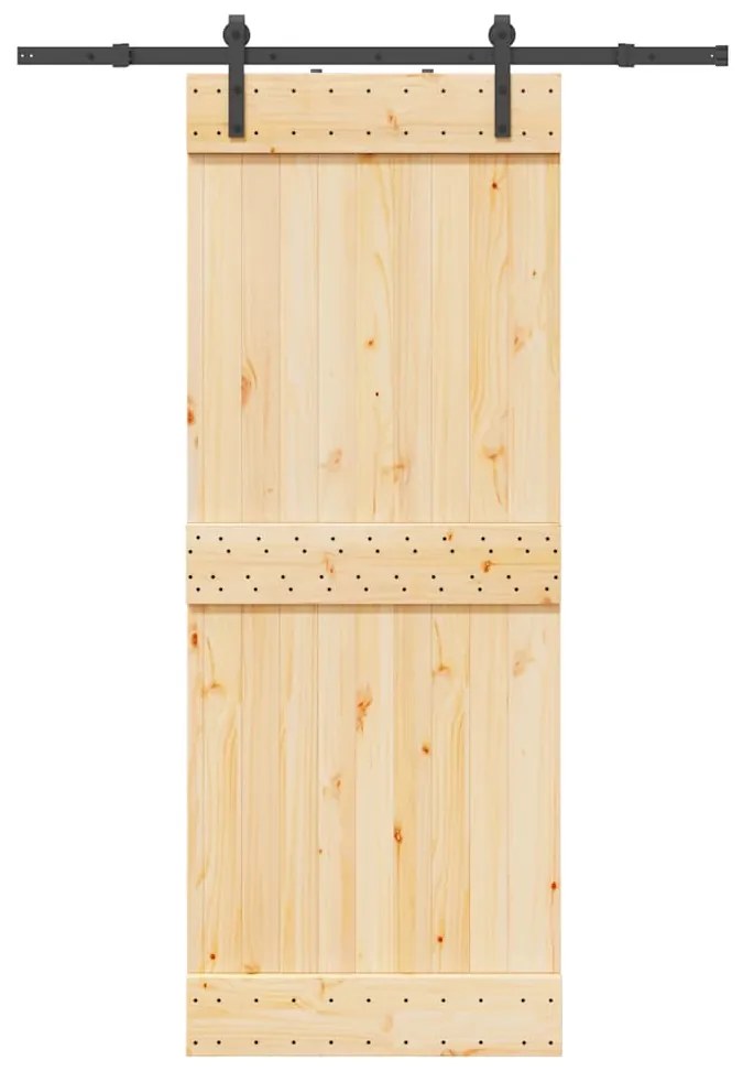 Porta Scorrevole Con Set Hardware 80x210 Cm Legno Massello Pino /