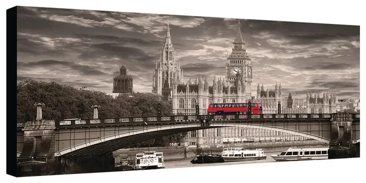 Stampa su tela Westminster e bus rosso, multicolore 190 x 90 cm