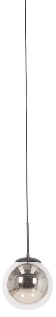 Lampada a sospensione Art Déco Nera con vetro fumé con adattatore per binario monofase - Slimline Flore