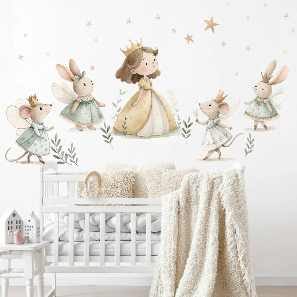 Adesivo murale - Piccole principesse nel prato | Inspio