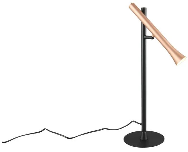 Lampada da tavolo a LED in nero e oro con paralume in metallo (altezza 53 cm) Fiato - Trio