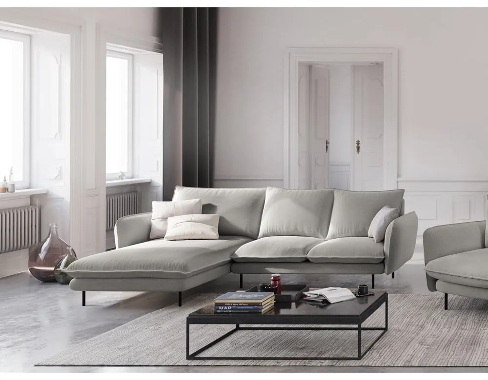 Divano angolare grigio chiaro, angolo sinistro Vienna - Cosmopolitan Design