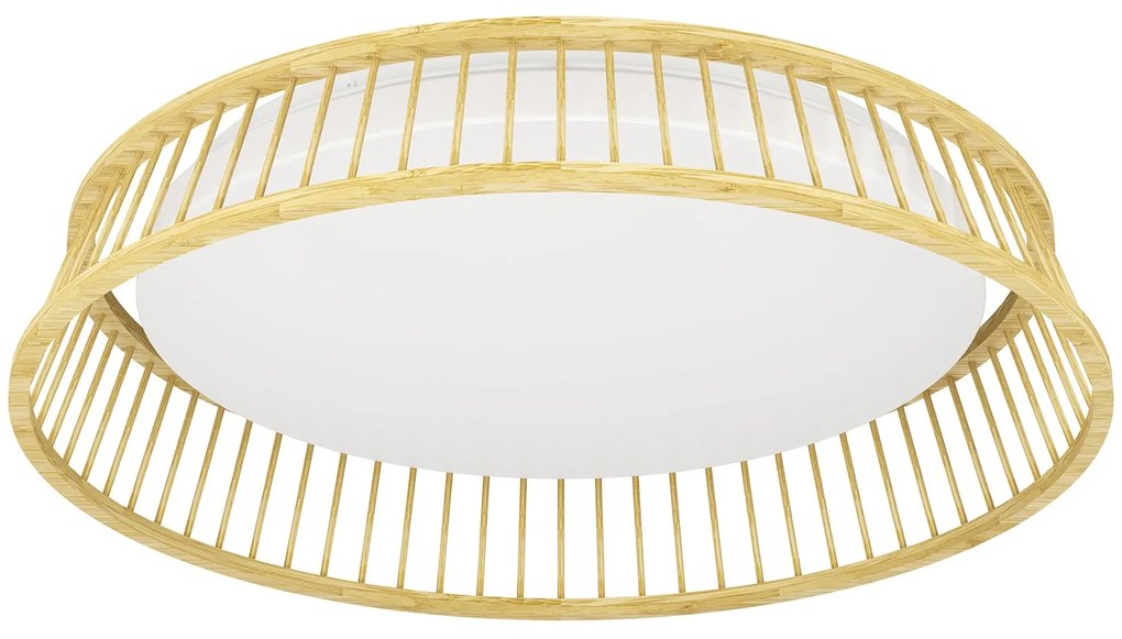 Plafoniera Contemporanea Luppineria Legno Marrone Luce Led Integrato 20W