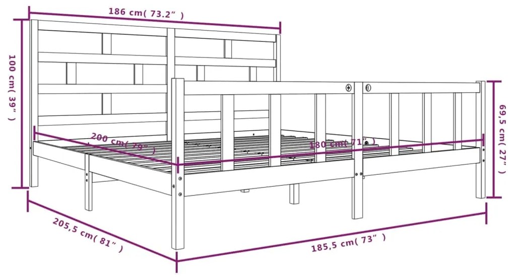 Giroletto Bianco in Legno Massello 180x200 cm Super King