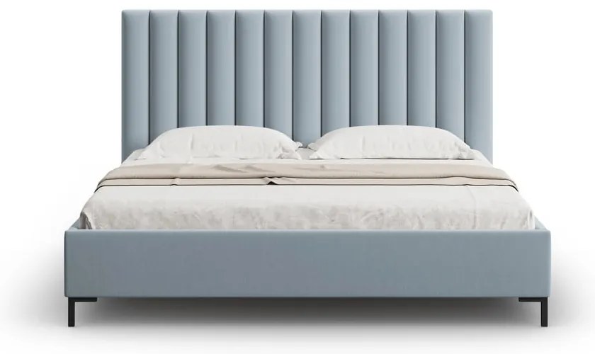 Letto matrimoniale imbottito azzurro con contenitore con griglia 180x200 cm Casey - Mazzini Beds