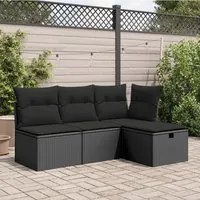 Sgabello Giardino con Cuscino Nero 55x55x37 cm in Polyrattancod mxl 87721