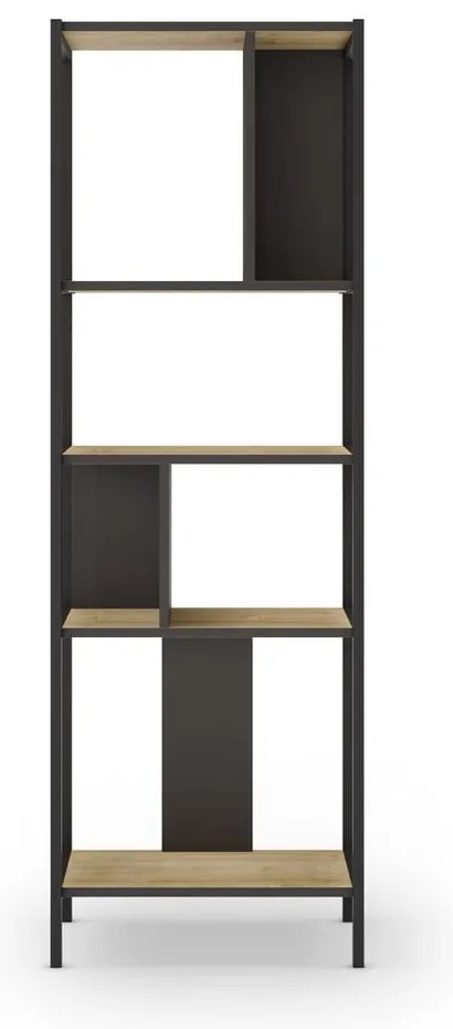 Libreria in rovere decorato in nero-naturale 58x175 cm Alabama - Marckeric