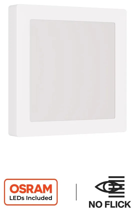 Plafoniera LED Slim Quadrata 20W 2.000lm no Flickering 225x225mm Colore Bianco Caldo 3.000K