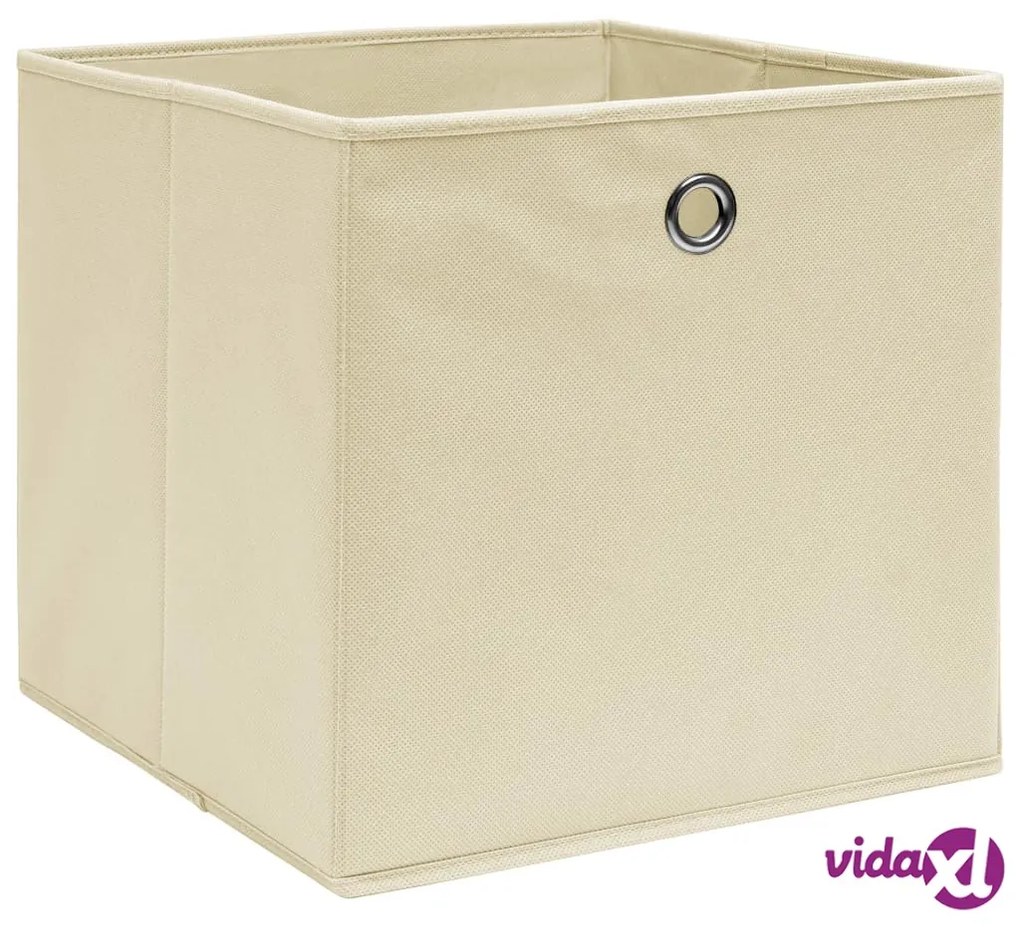 vidaXL Scatole Portaoggetti con Coperchi 4pz Crema 32x32x32 cm Tessuto
