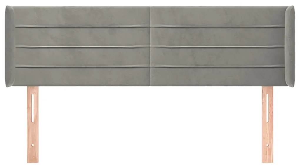 Testiera ad orecchio grigio chiaro 147x16x78/88 cm in velluto