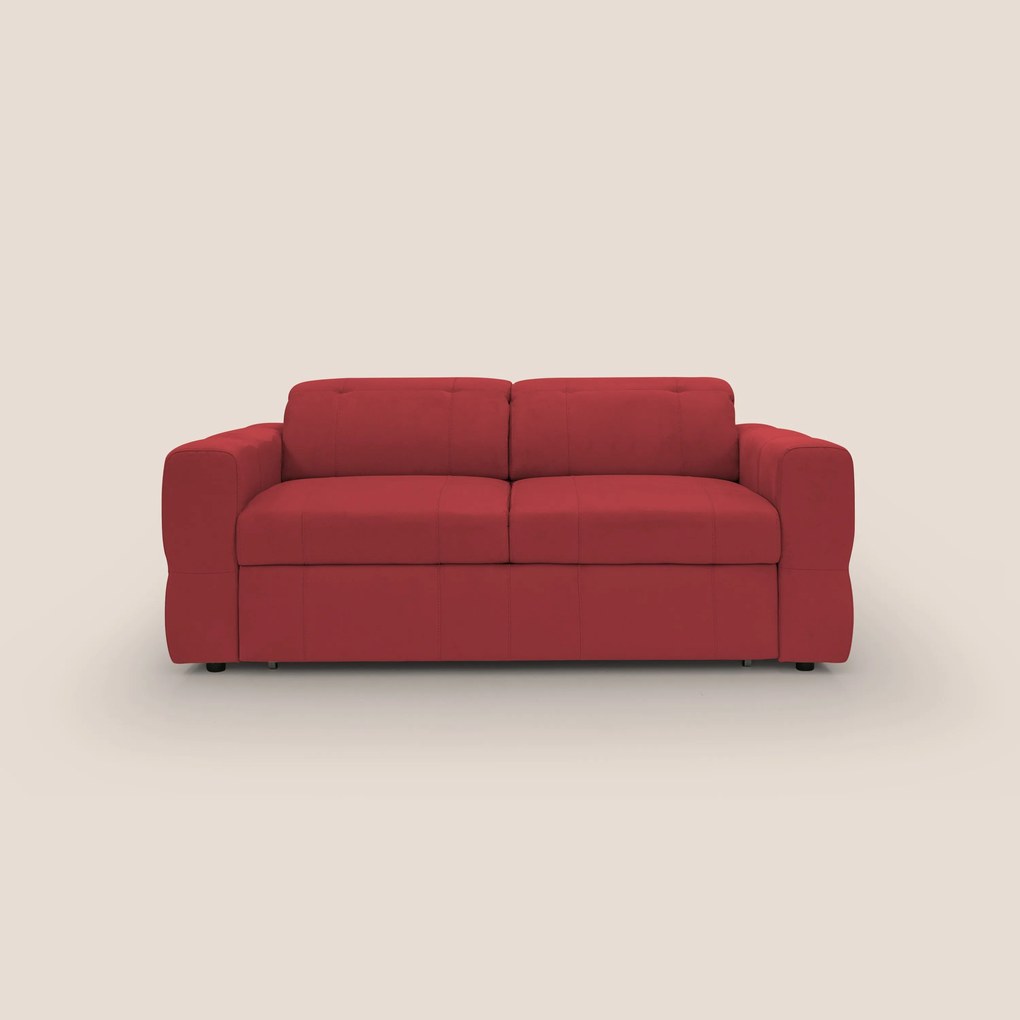 Kronos Divano con pouf estraibile poggiapiedi e poggiatesta reclinabili in morbida microfibra impermeabile T11 rosso