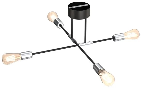 Lampadario on a pole FLAME 4xE27/60W/230V nero/cromo lucido