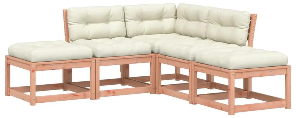 Set divani giardino 5 pz con cuscini legno massello di douglas