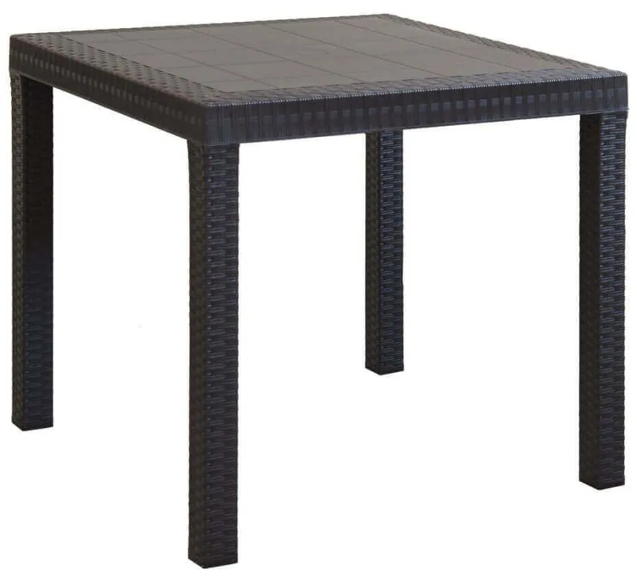 CALIGOLA - set tavolo in resina effetto rattan cm 80 x 80 x 74 h con 4 poltrone Alma