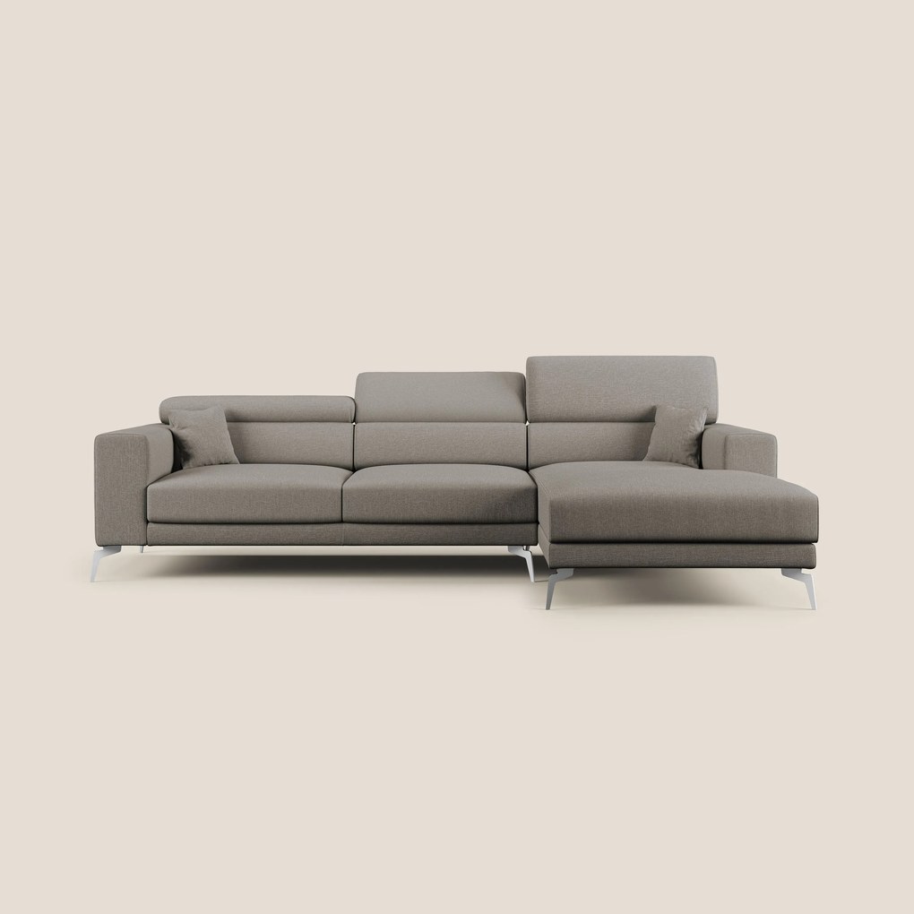 Blade Divano moderno angolare con poggiatesta reclinabili in tessuto impermeabile simil-cotone T13