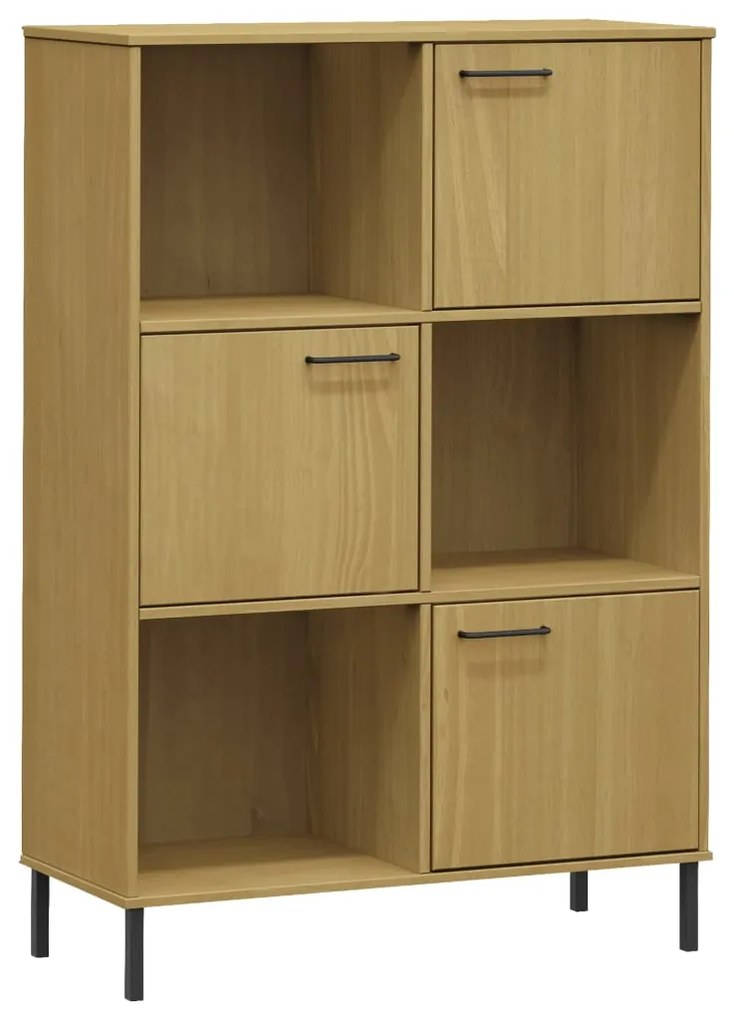 Libreria con gambe metallo marrone 90x35x128,5 cm massello oslo