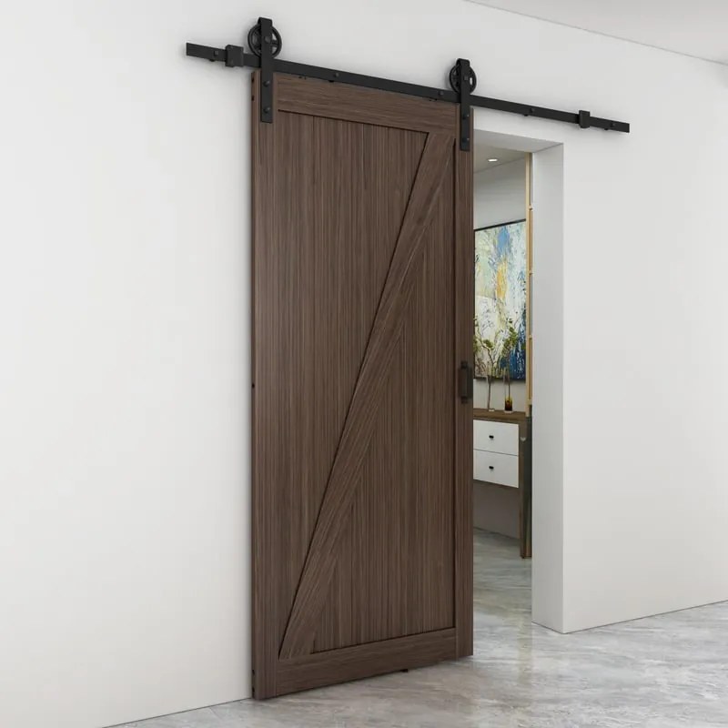 Porta scorrevole reversibile Zion in legno marrone, L 96 x H 215 cm, con binario Rodeo