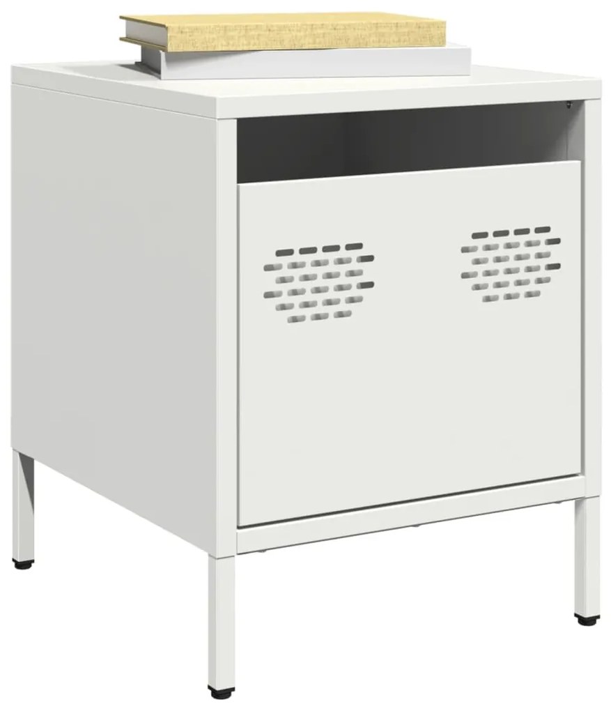 Comodini 2 Pz Bianco 35x39x43,5 Cm İn Acciaio /