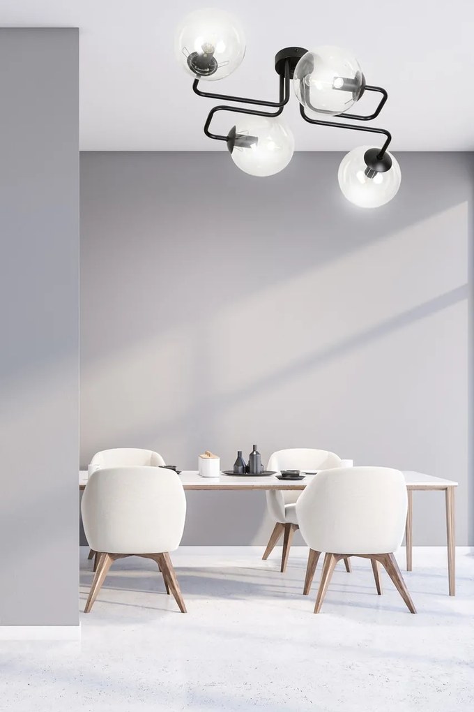 Lampadario da Soffitto BRENDI 4 in acciaio e vetro 4xE14