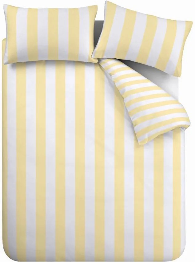 Set copripiumino e federa giallo per letto matrimoniale 3 pezzi 200x200 cm Cove Stripe – Catherine Lansfield