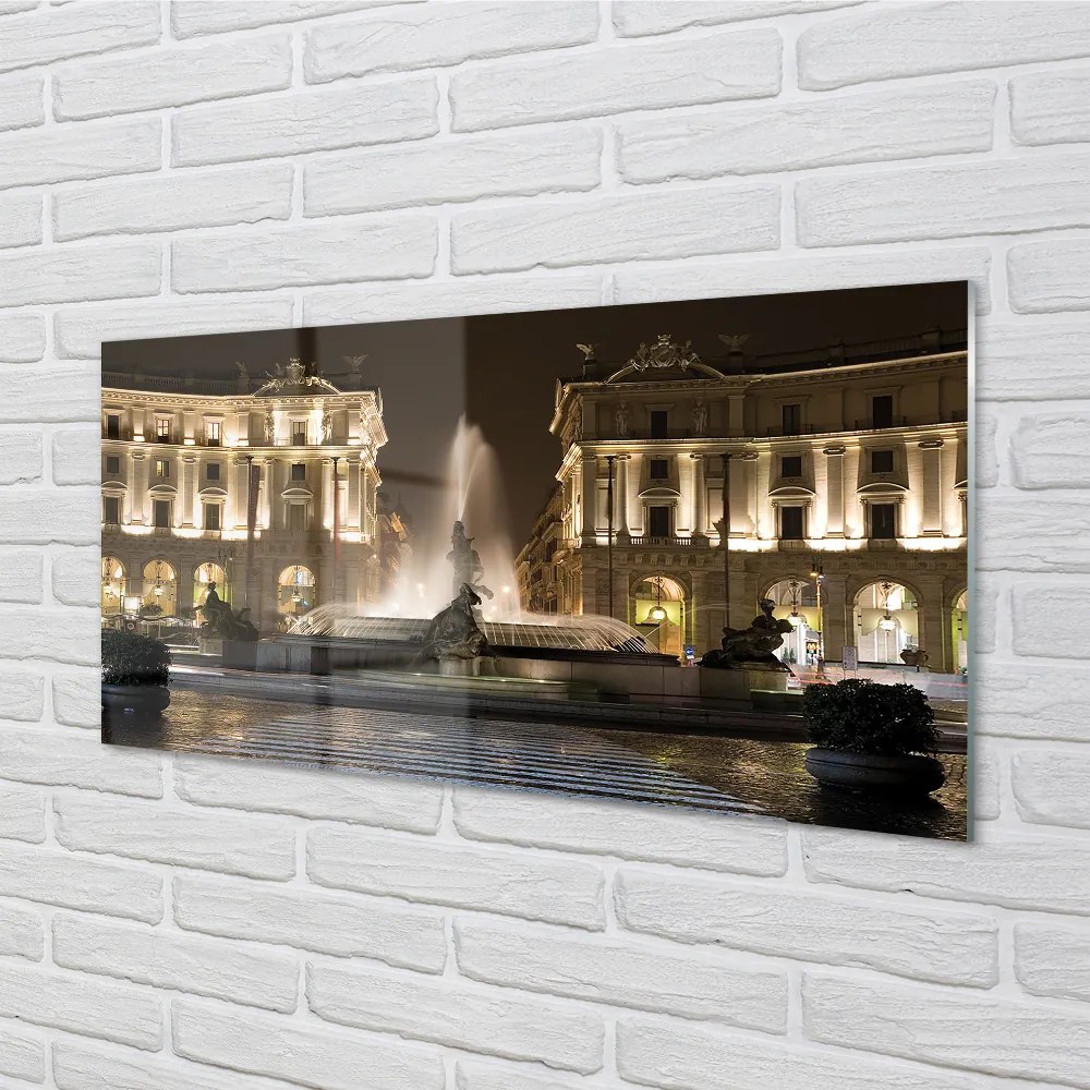 Quadro acrilico Night Square di Roma Fountain 100x50 cm