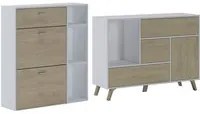 Set ingresso, sala da pranzo, credenza, bianco e porte e cassetti rovere - buffet - scarpiera