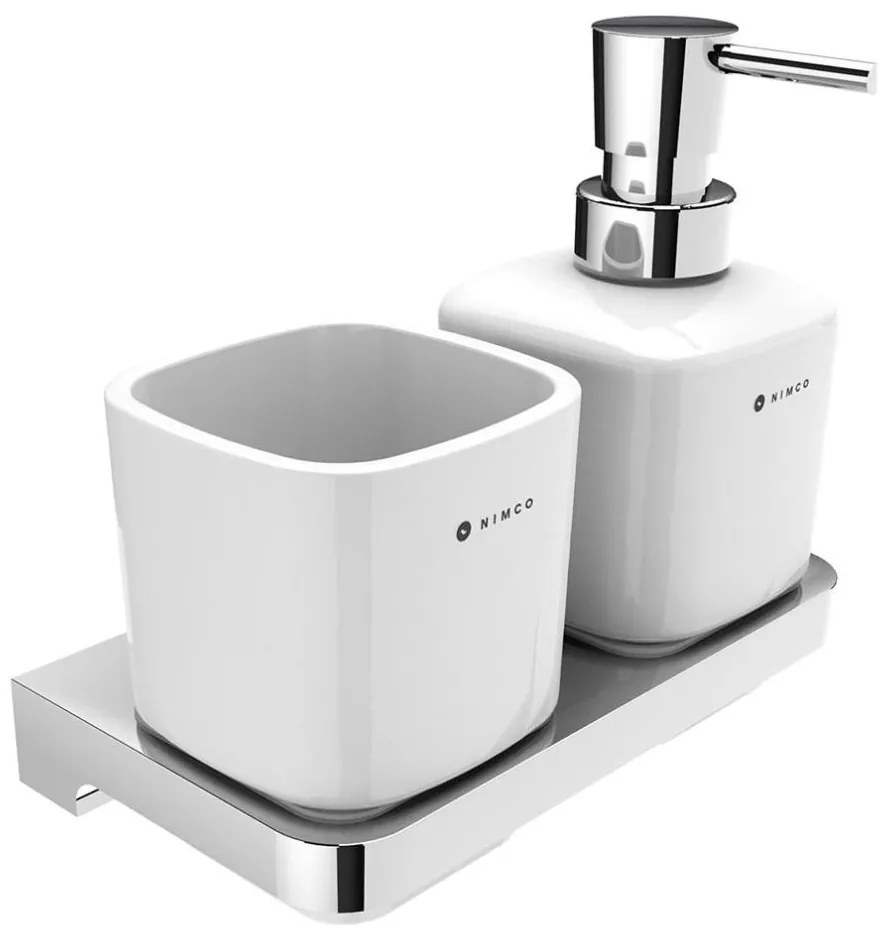 NIMCO MA 2905831K-T-26 -Distributore di sapone a parete e portaspazzolino MAYA 320 mm