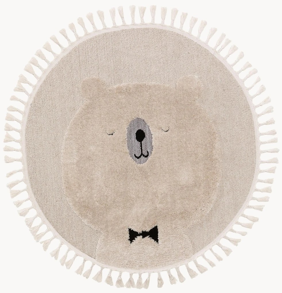 Tappeto rotondo per bambini con nappe e motivo in rilievo Momo